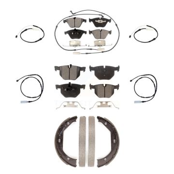 Front Rear Semi-Metallic Brake Pads & Extra Wear Sensor Kit (7Pc) For BMW 335i 335is 335d KPW-100511