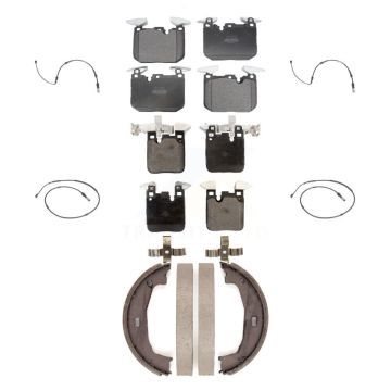 Front Rear Semi-Metallic Disc Brake Pads And Wear Sensors Kit (7Pc) For BMW M240i xDrive KPW-100513