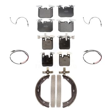 Front Rear Semi-Metallic Disc Brake Pads And Wear Sensors Kit (7Pc) For BMW M3 M2 KPW-100517
