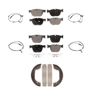 Front Rear Semi-Metallic Disc Brake Pads And Wear Sensors Kit (7Pc) For BMW X5 X6 KPW-100528