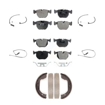 Front Rear Semi-Metallic Disc Brake Pads And Wear Sensors Kit (7Pc) For BMW X5 KPW-100530