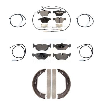 Front Rear Semi-Metallic Disc Brake Pad & Extra Wear Sensor Kit (7Pc) For BMW 328i xDrive KPW-100535