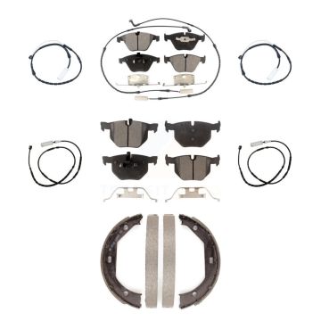 Front Rear Semi-Metallic Disc Brake Pads And Extra Wear Sensors Kit (7Pc) For BMW X1 KPW-100536