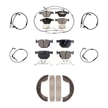 Front Rear Semi-Metallic Brake Pad & Extra Wear Sensor Kit (7Pc) For BMW 530i 528i xDrive KPW-100539