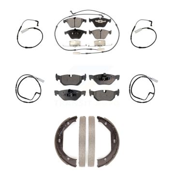 Front Rear Semi-Metallic Disc Brake Pads And Extra Wear Sensors Kit (7Pc) For BMW 328i KPW-100542