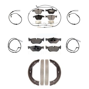 Front Rear Semi-Metallic Disc Brake Pads And Extra Wear Sensors Kit (7Pc) For BMW 328i KPW-100543
