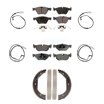 Front Rear Semi-Metallic Brake Pads Wear Sensor Kit (7Pc) For 07 BMW 328i Wagon with 3.0L KPW-100547