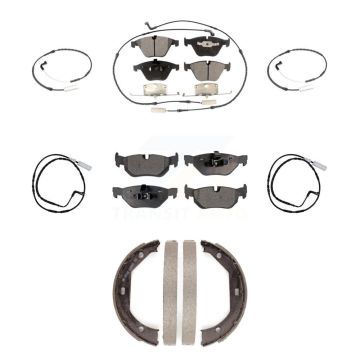Front Rear Semi-Metallic Disc Brake Pad & Extra Wear Sensor Kit (7Pc) For BMW 328i xDrive KPW-100550