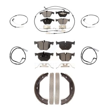 Front Rear Semi-Metallic Brake Pad & Extra Wear Sensor Kit (7Pc) For BMW 335i xDrive 3.0L KPW-100551