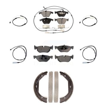Front Rear Semi-Metallic Disc Brake Pad & Extra Wear Sensor Kit (7Pc) For BMW 328i xDrive KPW-100553