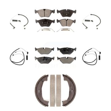 Front Rear Semi-Metallic Disc Brake Pads And Wear Sensors Kit (7Pc) For BMW Z4 KPW-100559