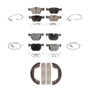 Front Rear Semi-Metallic Disc Brake Pads And Wear Sensors Kit (7Pc) For 2004-2010 BMW X3 KPW-100561