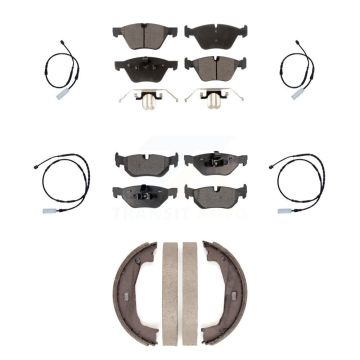 Front Rear Semi-Metallic Disc Brake Pads And Wear Sensor Kit (7Pc) For 2013 BMW 128i 3.0L KPW-100565