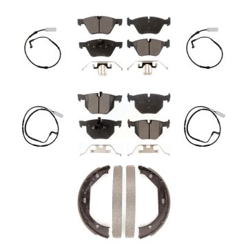 Front Rear Semi-Metallic Disc Brake Pads And Wear Sensors Kit (7Pc) For 2006 BMW 330i KPW-100566