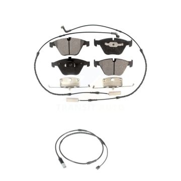 Front Semi-Metallic Disc Brake Pad Extra Wear Sensor Kit For 2010 BMW 535i Base with 3.0L KPW-100714
