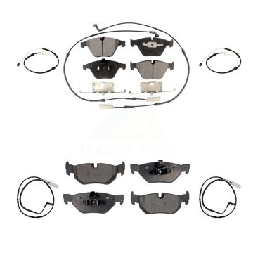 Front Rear Semi-Metallic Disc Brake Pads And Extra Wear Sensor Kit For 2011 BMW 328i 3.0L KPW-101256