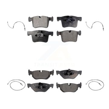 Front Rear Semi-Metallic Disc Brake Pads And Wear Sensors Kit For 2012 BMW 320i 2.0L KPW-101260