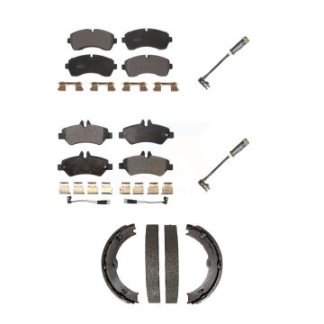 Front Rear Semi-Metallic Disc Brake Pads And Extra Wear Sensors Kit (5Pc) For KPW-101292