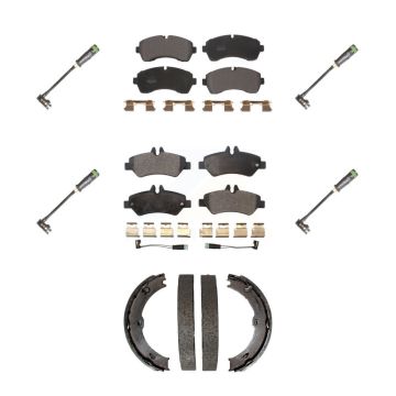 Front Rear Semi-Metallic Disc Brake Pads And Extra Wear Sensors Kit (7Pc) For KPW-101297