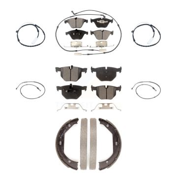 Front Rear Semi-Metallic Disc Brake Pad & Extra Wear Sensor Kit (7Pc) For BMW 335i xDrive KPW-101311