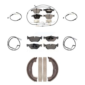 Front Rear Semi-Metallic Disc Brake Pads And Extra Wear Sensors Kit (7Pc) For BMW 328i KPW-101317