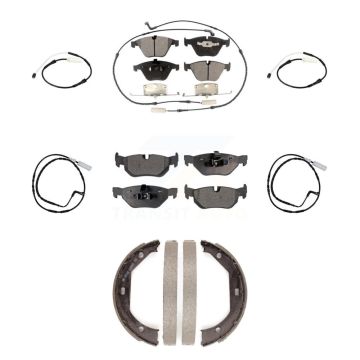 Front Rear Semi-Metallic Disc Brake Pads And Extra Wear Sensors Kit (7Pc) For BMW 328i KPW-101318