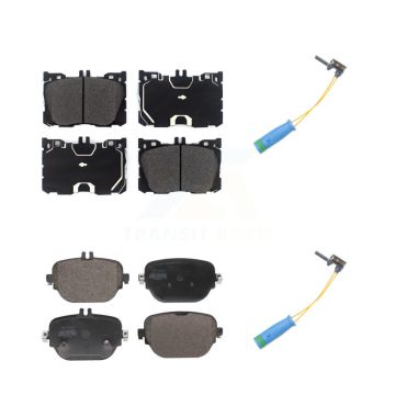 Front Rear Semi-Metallic Brake Pads & Wear Sensor Kit For Mercedes-Benz E400 E450 E43 AMG KPW-101363