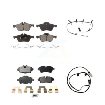 Front Rear Semi-Metallic Disc Brake Pads And Wear Sensors Kit For Mini Cooper KPW-101465