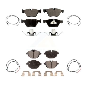 Front Rear Semi-Metallic Disc Brake Pads And Wear Sensors Kit For BMW 528i KPW-101493
