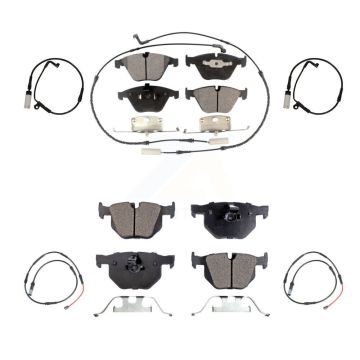 Front Rear Semi-Metallic Brake Pad & Extra Wear Sensor Kit For 09-10 BMW 528i xDrive 3.0L KPW-101523
