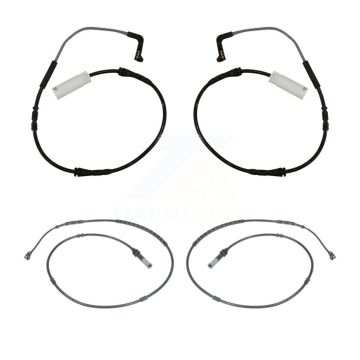 Front Rear Brake Pads Wear Sensor (4 Pack) For 12-13 BMW 328i with Black Painted Caliper KSE-100144