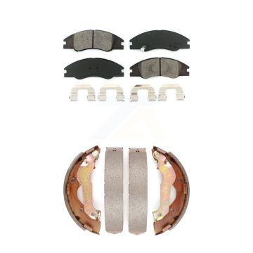 Front Rear Semi-Metallic Brake Pads And Drum Shoes Kit For 2007-2009 Kia Spectra KSN-100012