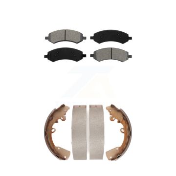 Front Rear Semi-Metallic Brake Pads Drum Shoes Kit For Dakota Dodge Ram Mitsubishi Raider KSN-100014