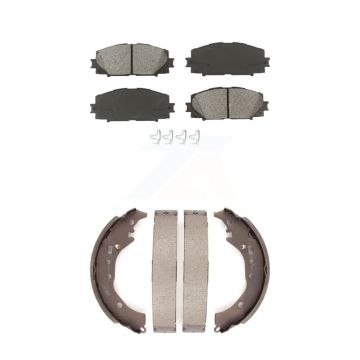 Front Rear Semi-Metallic Brake Pads And Drum Shoes Kit For Toyota Prius C Scion iQ KSN-100024