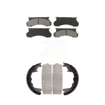Front Rear Semi-Metallic Brake Pads & Drum Shoes Kit For Ford E-350 Econoline F-250 F-350 KSN-100027