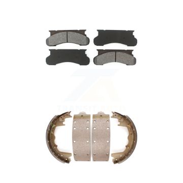 Front Rear Semi-Metallic Brake Pads And Drum Shoe Kit For Ford E-350 Econoline F-350 Club KSN-100028