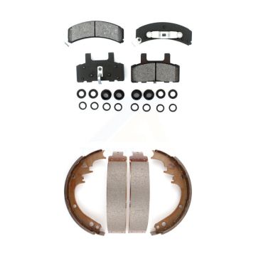 Front Rear Semi-Metallic Brake Pads And Drum Shoe Kit For Dodge Ram 1500 Cadillac DeVille KSN-100068