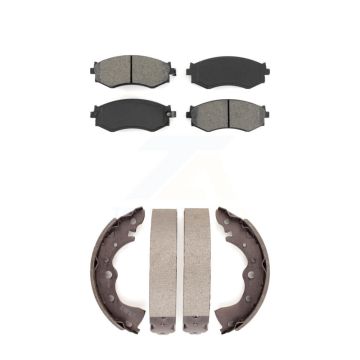 Front Rear Semi-Metallic Brake Pads And Drum Shoes Kit For 2002-2006 Nissan Sentra 1.8L KSN-100088