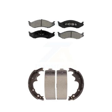 Front Rear Semi-Metallic Brake Pads And Drum Shoe Kit For Jeep Wrangler Cherokee Comanche KSN-100102