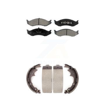 Front Rear Semi-Metallic Brake Pads And Drum Shoes Kit For Jeep Wrangler Cherokee TJ KSN-100103