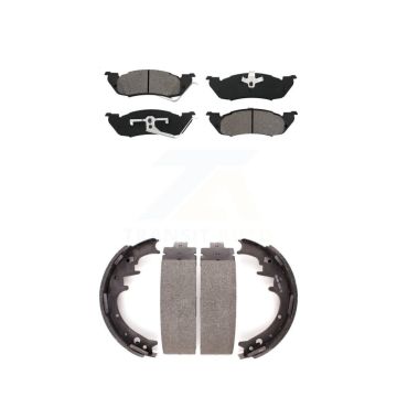 Front Rear Semi-Metallic Brake Pads Drum Shoe Kit For Dodge Dakota With 10" Diameter KSN-100124