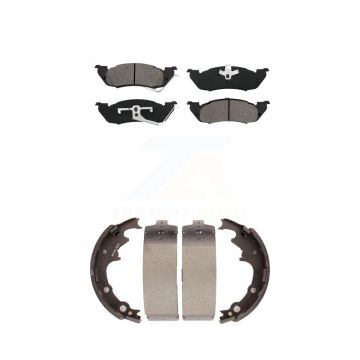 Front Rear Semi-Metallic Brake Pads Drum Shoes Kit For Dodge Dakota With 9" Diameter KSN-100125