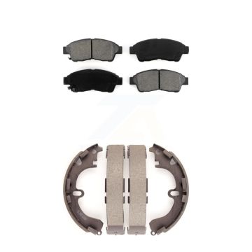 Front Rear Semi-Metallic Brake Pads Drum Shoes Kit For 1993-1997 Toyota Corolla Geo Prizm KSN-100131
