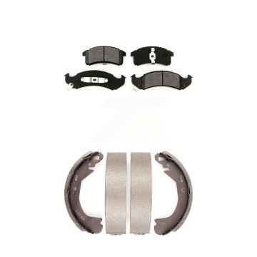 Front Rear Semi-Metallic Brake Pads Drum Shoe Kit For Buick LeSabre Oldsmobile 88 Pontiac KSN-100141