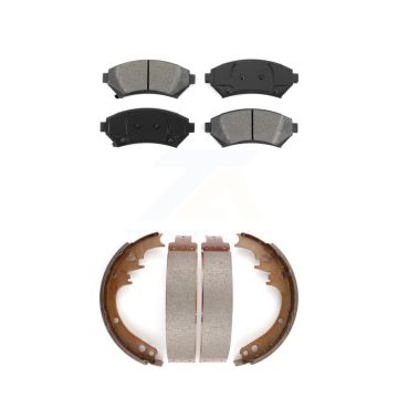Front Rear Semi-Metallic Brake Pads & Drum Shoe Kit For Cadillac DeVille Disc rear brakes KSN-100168