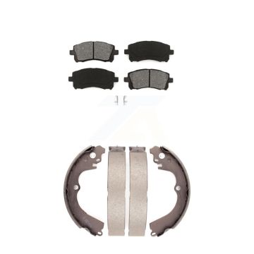 Front Rear Semi-Metallic Brake Pads And Drum Shoe Kit For Subaru Impreza Forester Outback KSN-100175