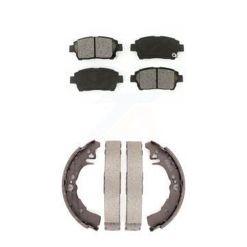 Front Rear Semi-Metallic Brake Pads And Drum Shoes Kit For 2001-2005 Toyota Echo KSN-100205