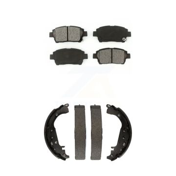 Front Rear Semi-Metallic Brake Pads And Drum Shoes Kit For 2009 Toyota Prius KSN-100206