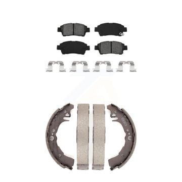 Front Rear Semi-Metallic Brake Pads And Drum Shoes Kit For 2000 Toyota Echo KSN-100208