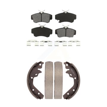 Front Rear Semi-Metallic Brake Pads And Drum Shoes Kit For 2003-2005 Dodge Neon SRT-4 KSN-100213